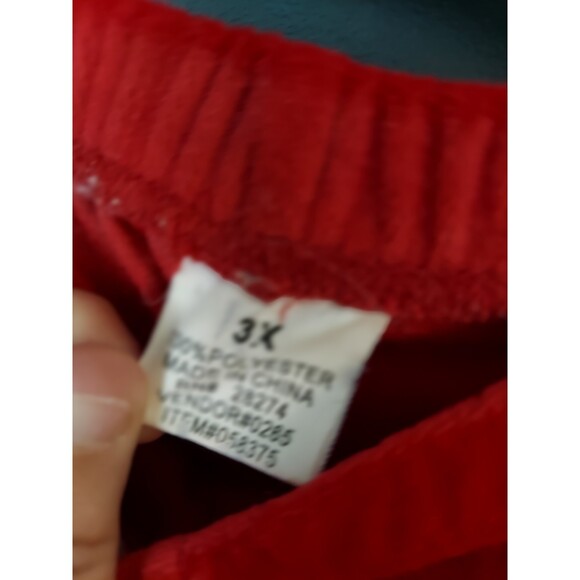 Vintage Anthony Richards Women's 3X Red Velour Pullover Sweatshirt & Pants Set - Picture 7 of 12